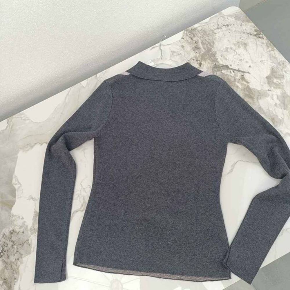 Ganni Gray Argyle Sweater Cardigan - Picture 6 of 6